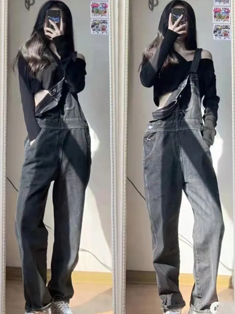 JazzHer Pockets Denim Jumpsuit Woman Autumn Spring Jeans Pant Casual American Overalls Streetwear Vintage Y2k Summer Cotton Trousers