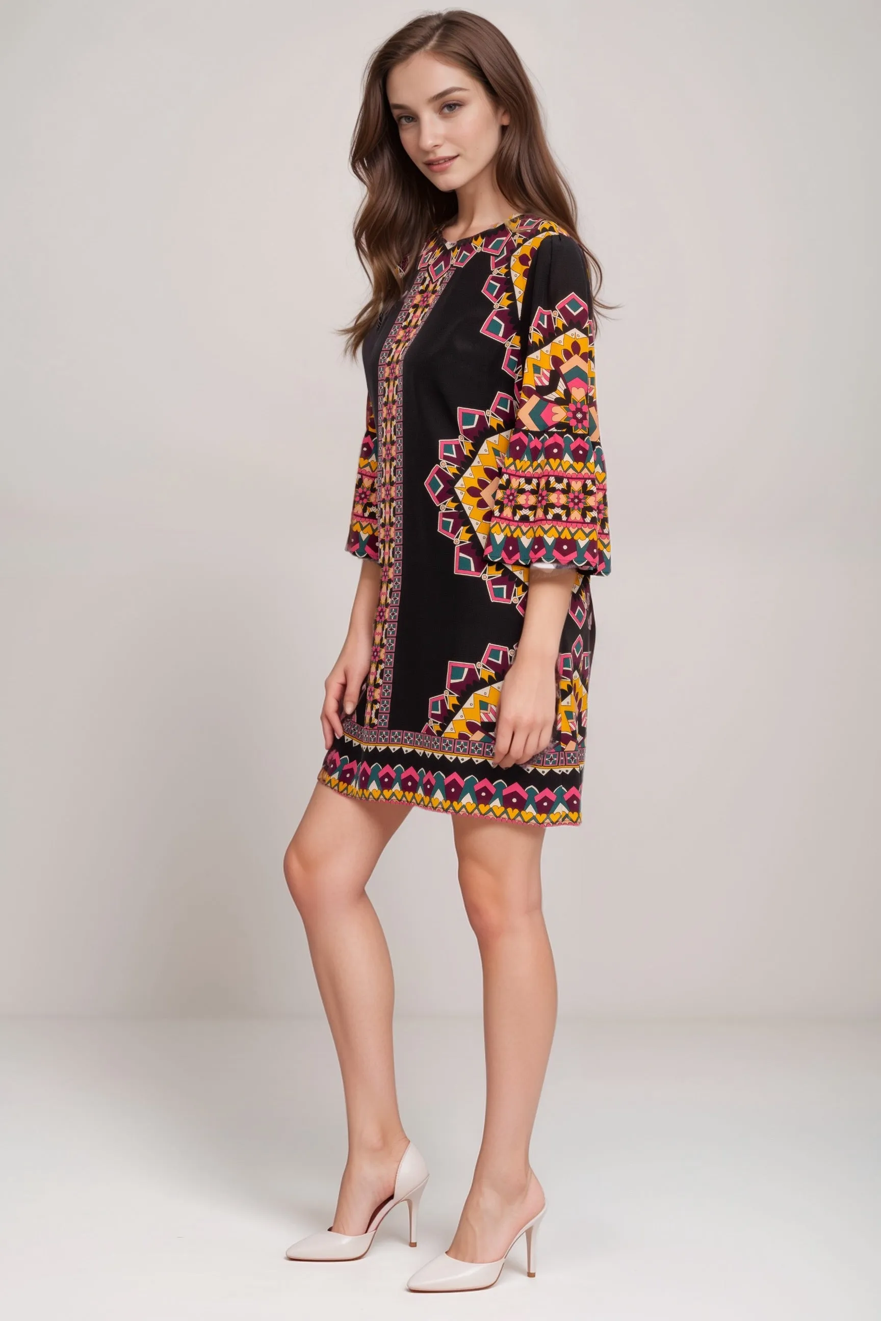 Johnny Was Jade Lunna Silk Shift Mini Dress L39424-8