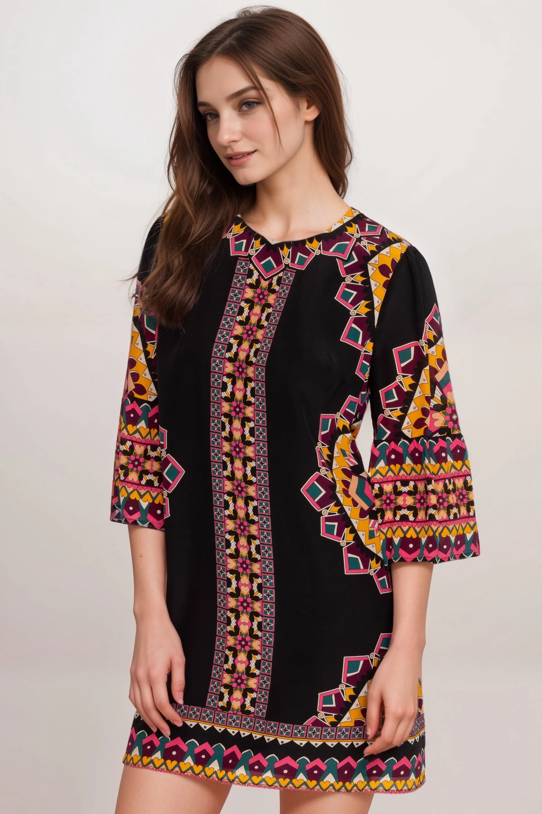 Johnny Was Jade Lunna Silk Shift Mini Dress L39424-8
