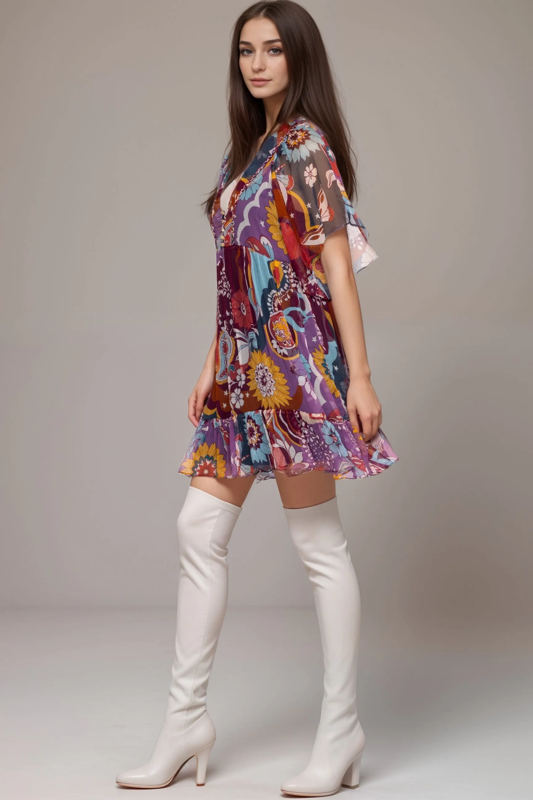 Johnny Was Jade Margareta Silk Mini Dress L34524-8