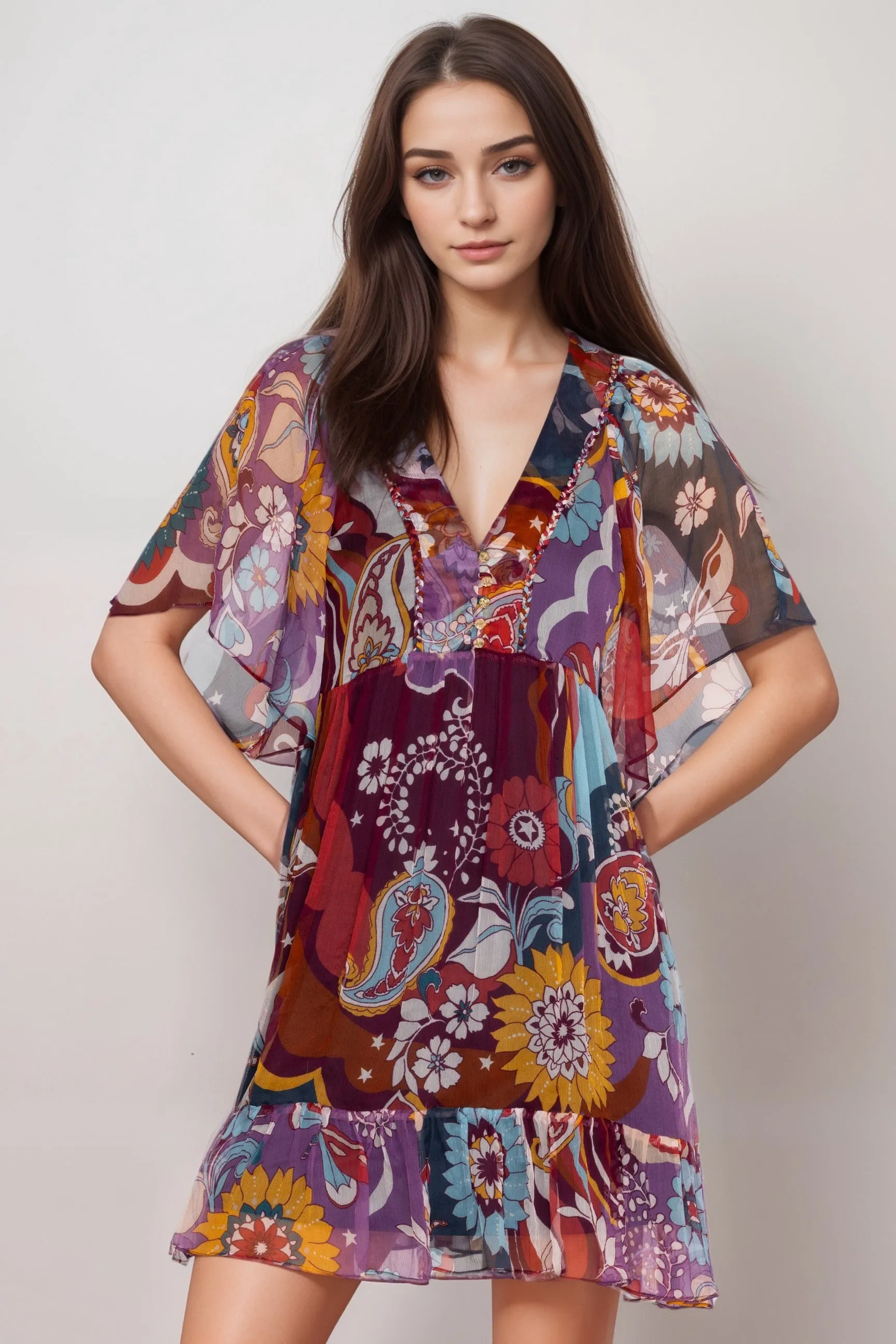 Johnny Was Jade Margareta Silk Mini Dress L34524-8