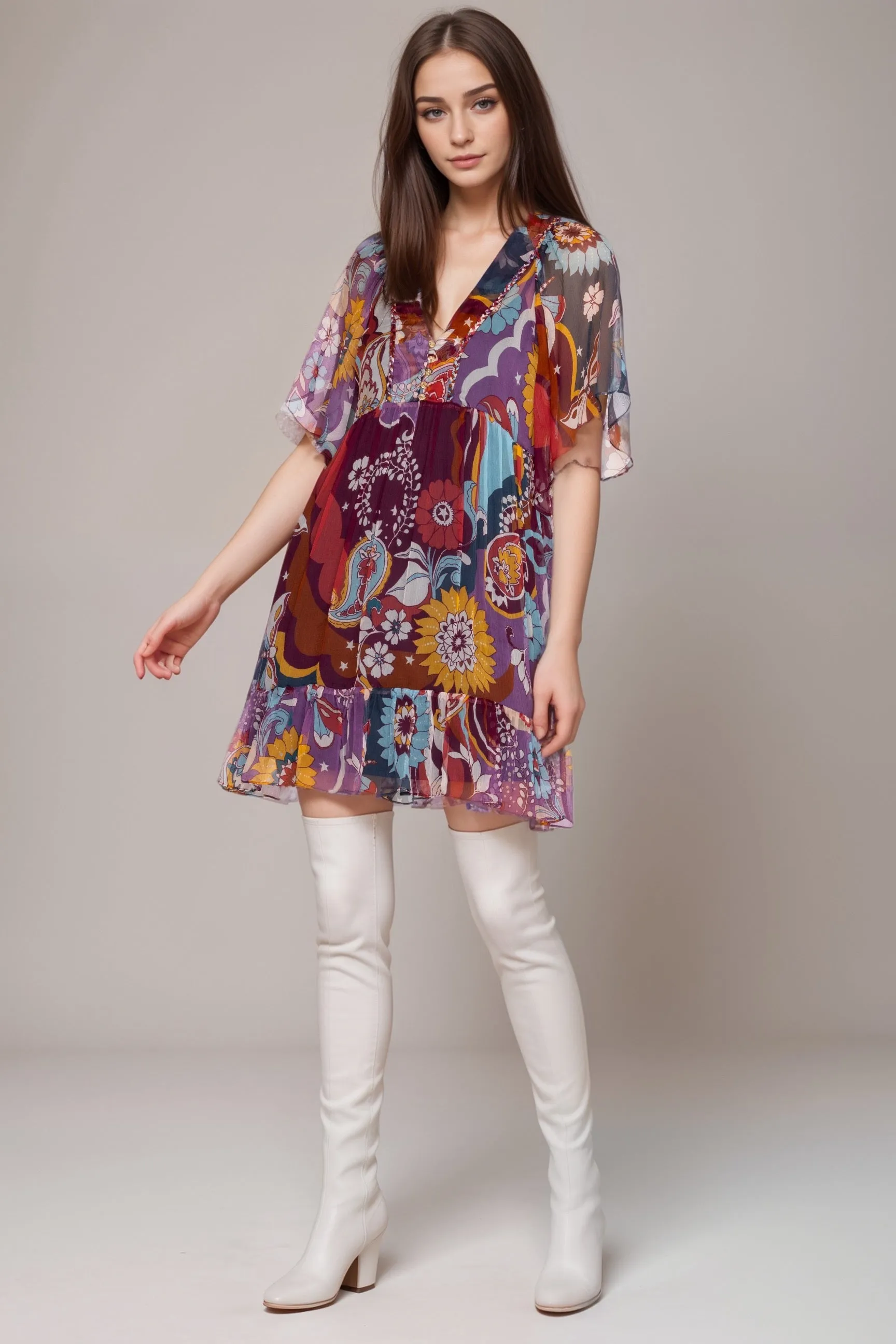 Johnny Was Jade Margareta Silk Mini Dress L34524-8