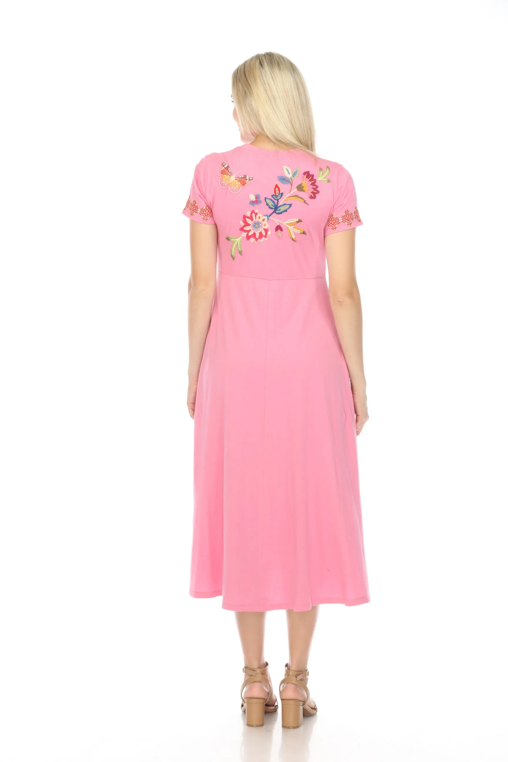 Johnny Was JWLA Gracey Crew Neck Midi Swing Dress Boho Chic J31024
