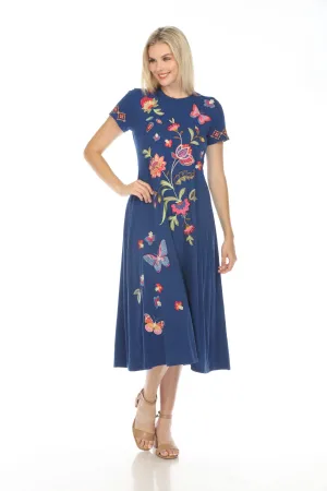 Johnny Was JWLA Gracey Crew Neck Midi Swing Dress Boho Chic J31024
