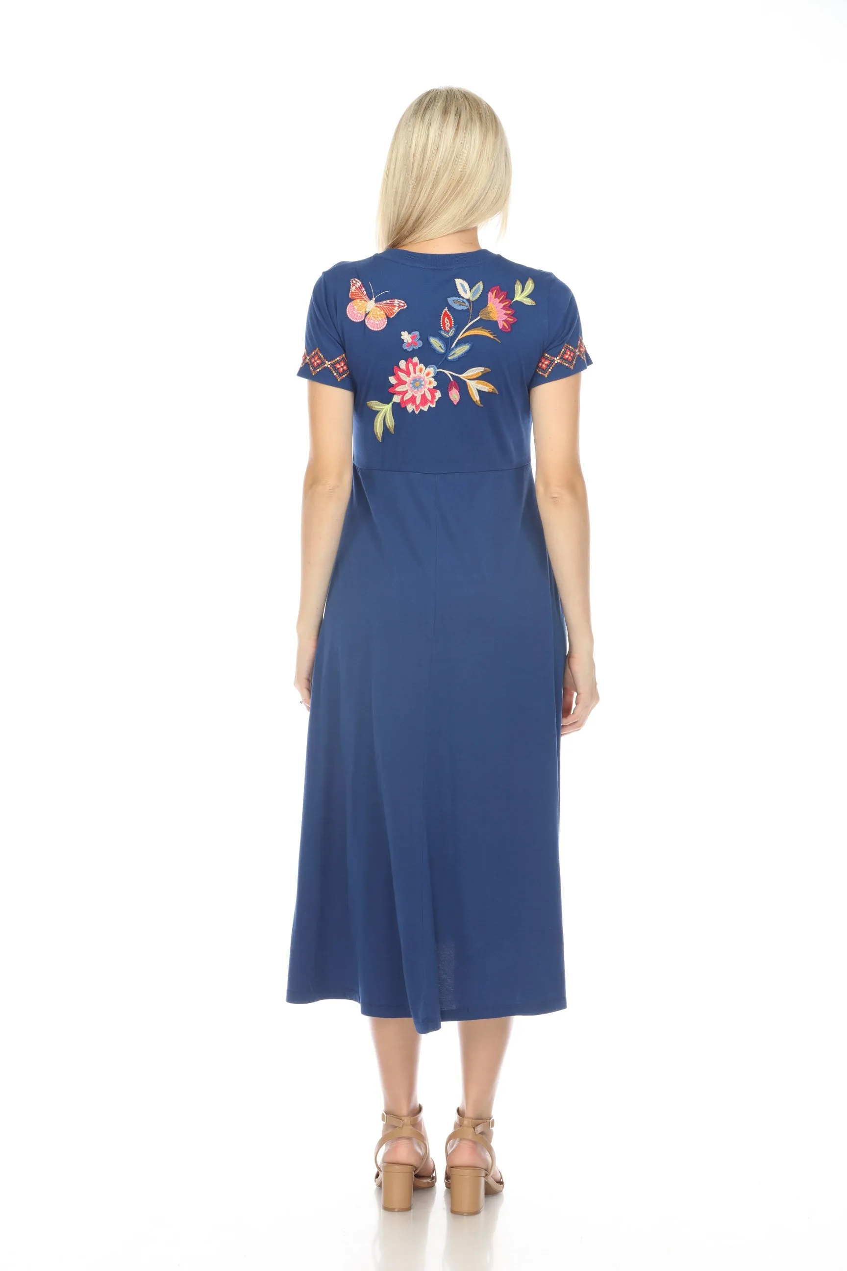 Johnny Was JWLA Gracey Crew Neck Midi Swing Dress Boho Chic J31024