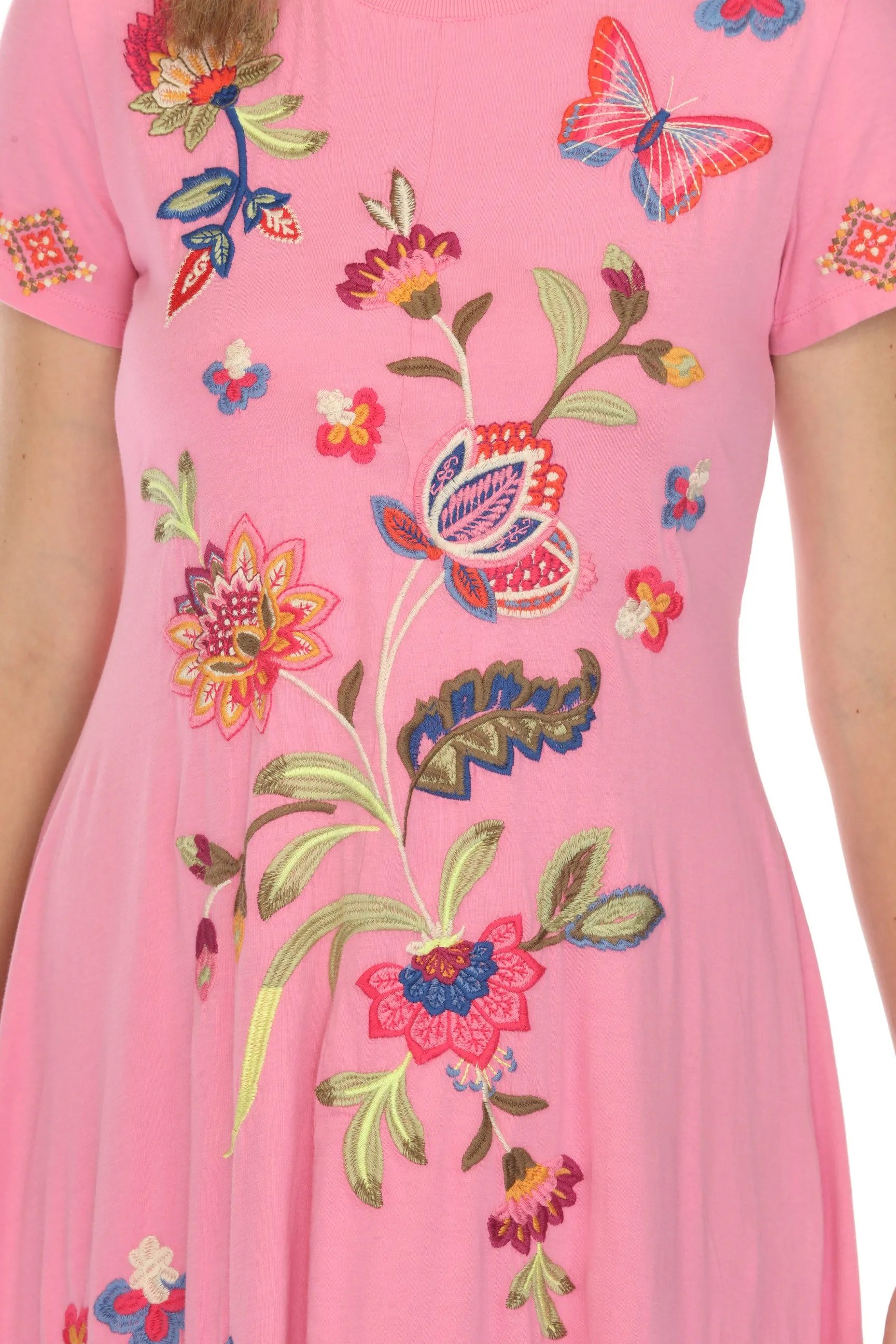 Johnny Was JWLA Gracey Crew Neck Midi Swing Dress Boho Chic J31024