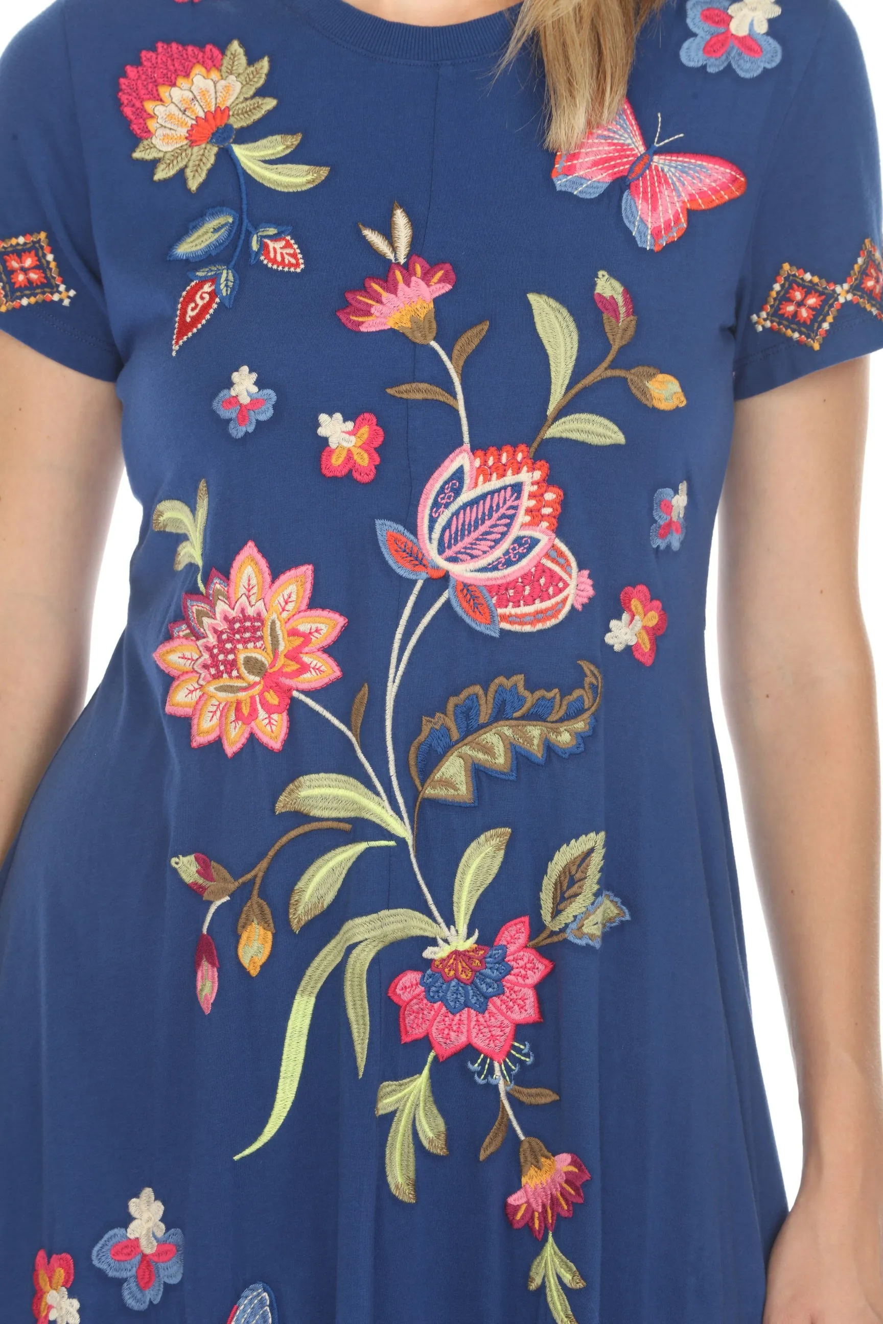 Johnny Was JWLA Gracey Crew Neck Midi Swing Dress Boho Chic J31024