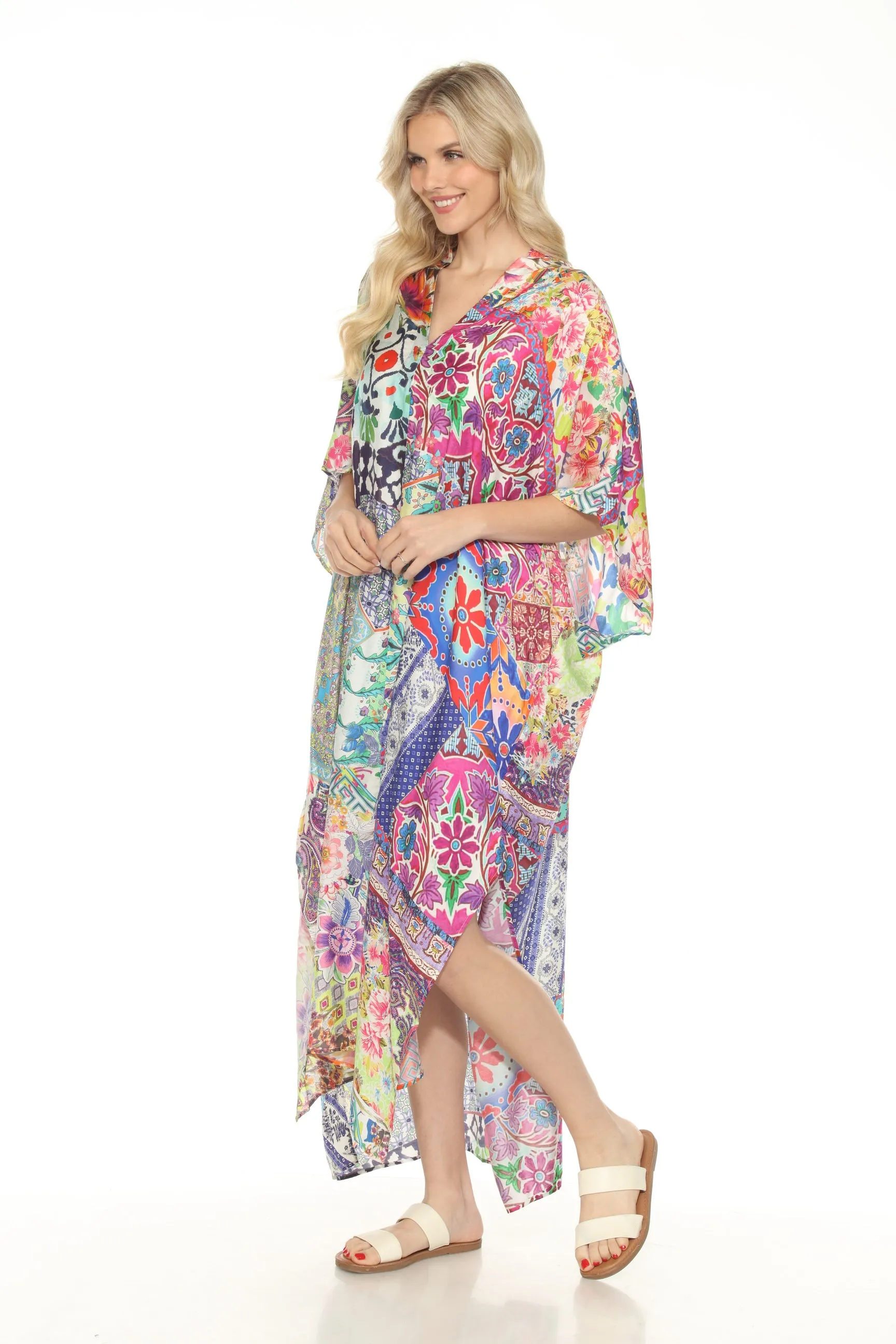 Johnny Was Loci Patchwork Kaftan Swim Cover-Up Dress CSW7322AN