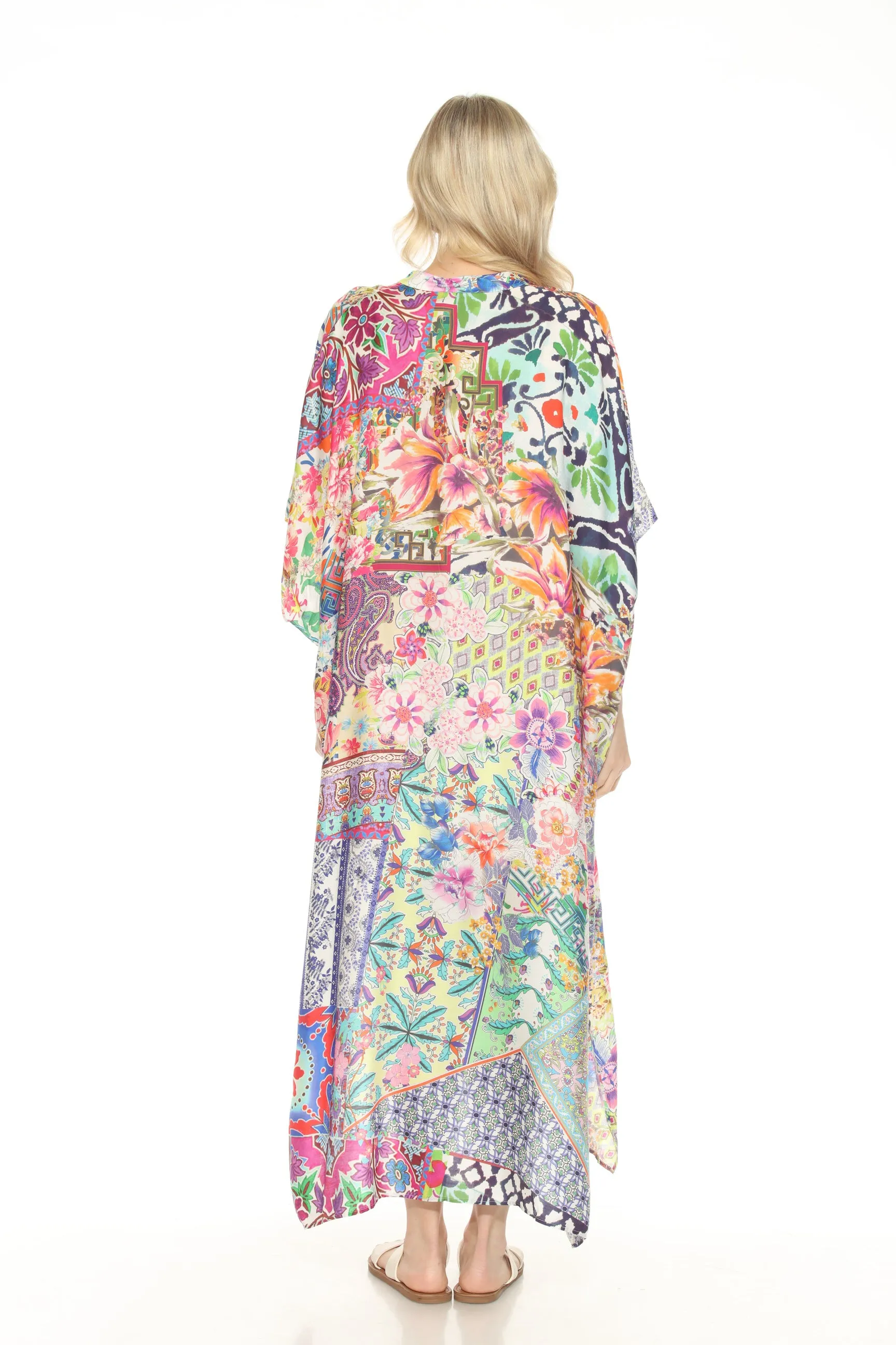 Johnny Was Loci Patchwork Kaftan Swim Cover-Up Dress CSW7322AN