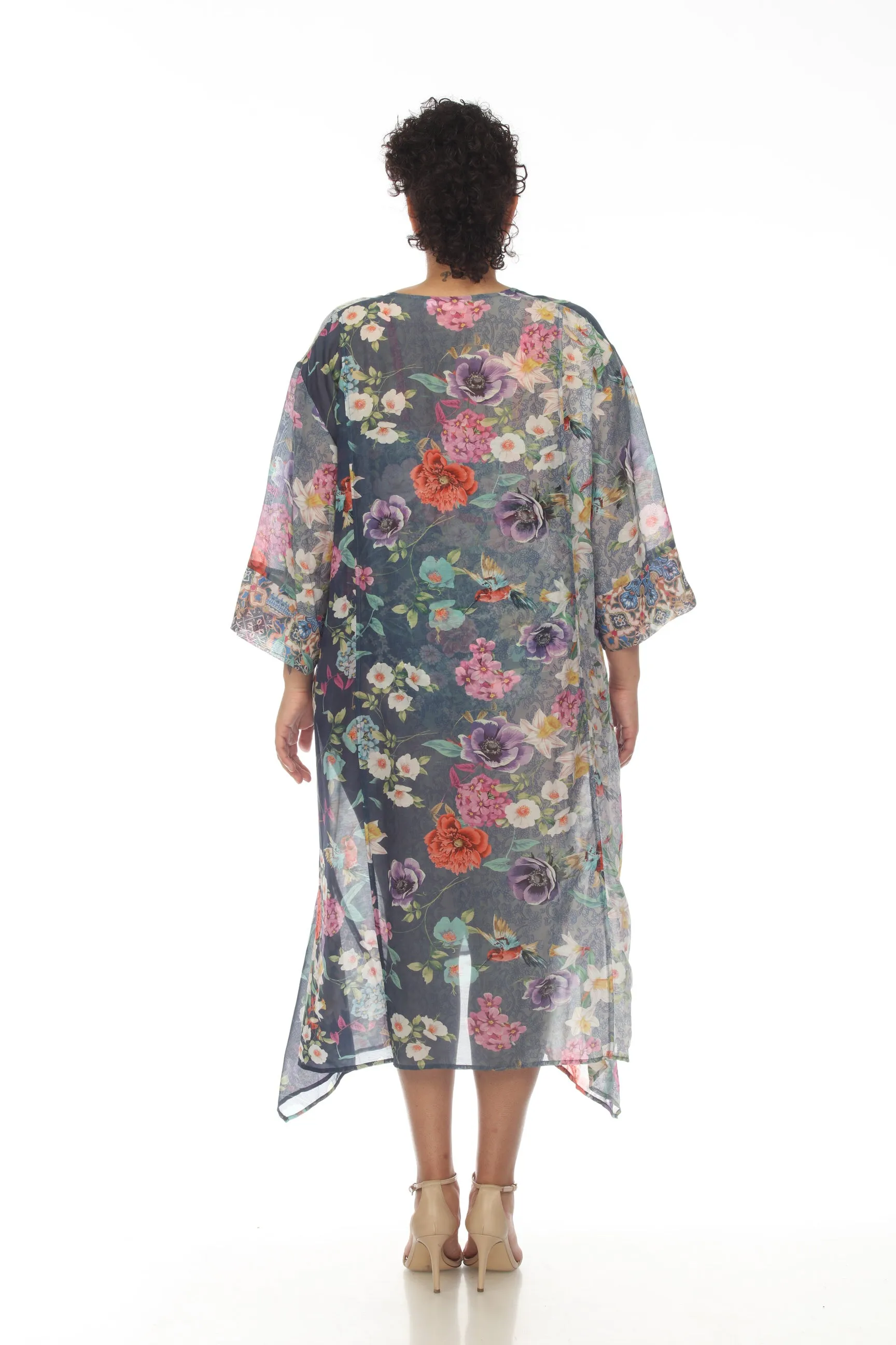 Johnny Was Sunrise Floral Swim Cover-Up Handkerchief Dress Plus Size CSW0322
