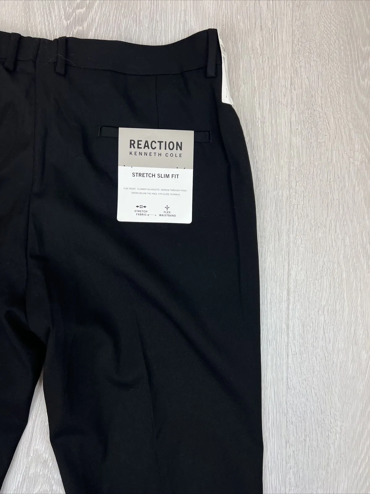 Kenneth Cole Mens Black Slim Fit Stretch Dress Pants Size 36 x 30 (New)