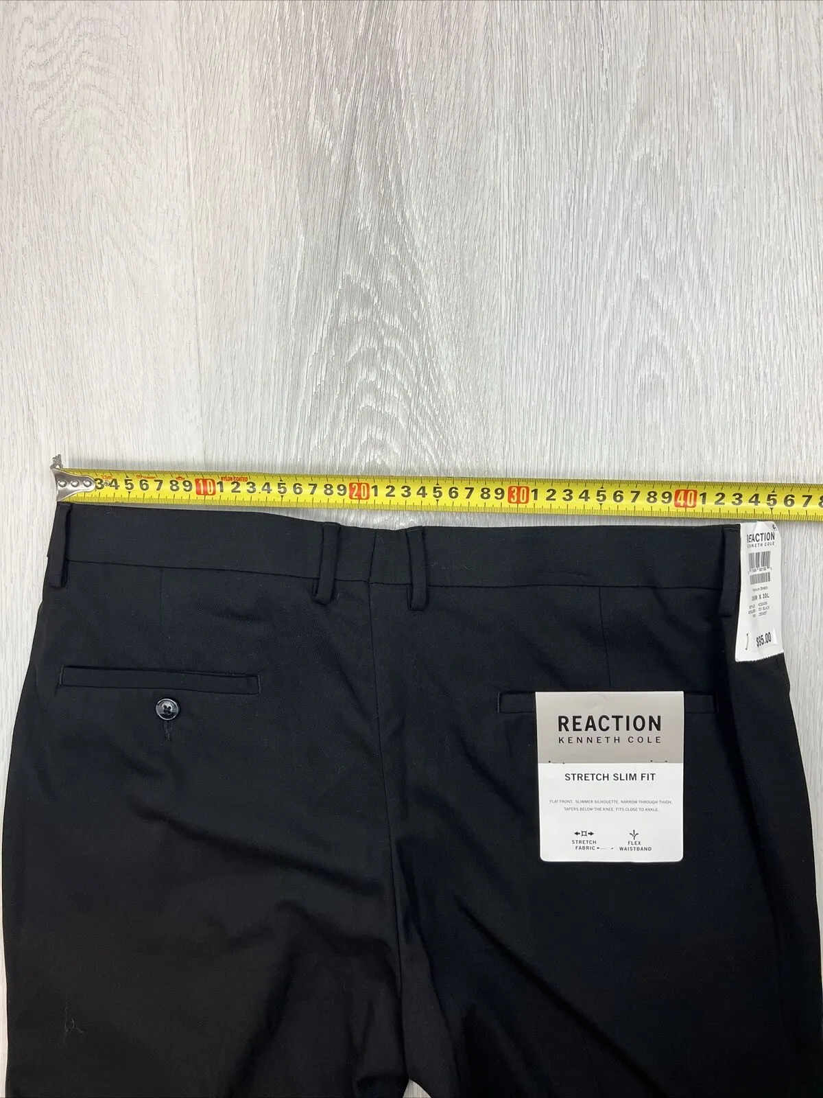 Kenneth Cole Mens Black Slim Fit Stretch Dress Pants Size 36 x 30 (New)