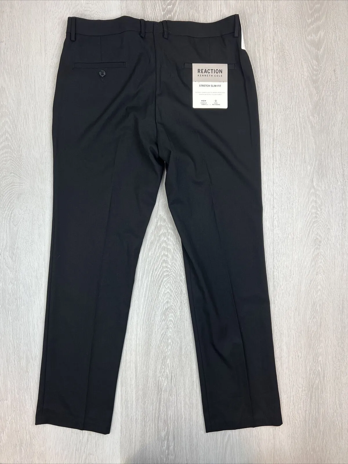 Kenneth Cole Mens Black Slim Fit Stretch Dress Pants Size 36 x 30 (New)