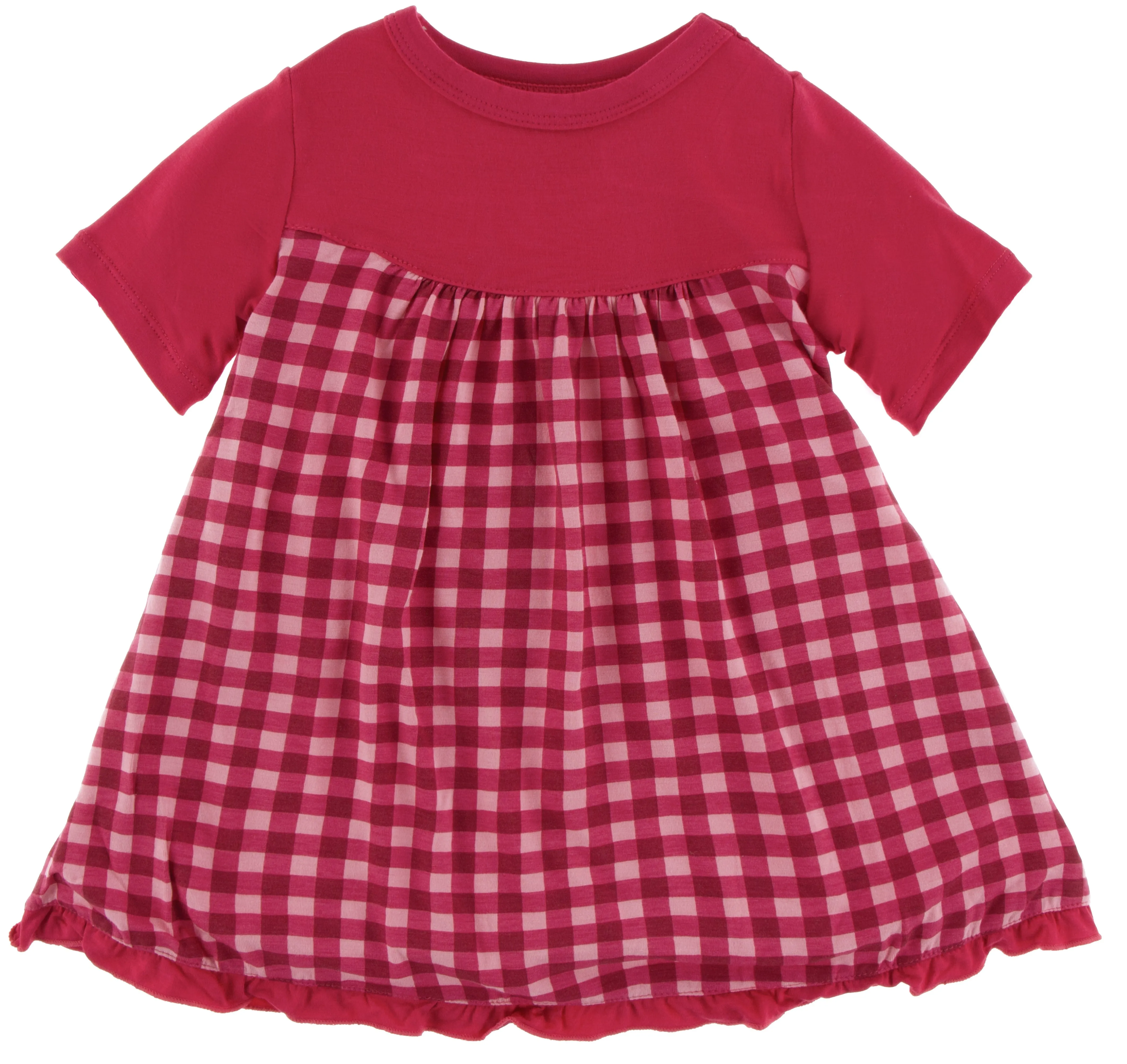 KicKee Pants Flag Red Gingham Classic Short Sleeve Swing Dress