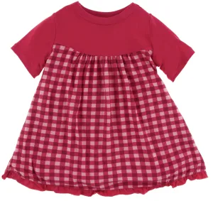 KicKee Pants Flag Red Gingham Classic Short Sleeve Swing Dress