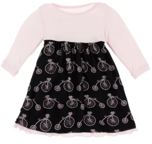 KicKee Pants Girl Midnight Bikes Classic Long Sleeve Swing Dress