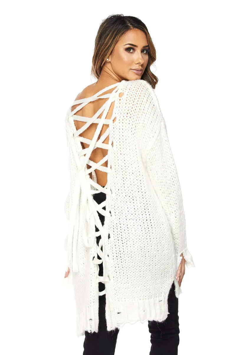 Lace Me Up Sweater Dress