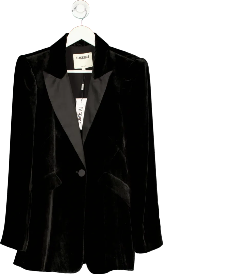 L'agence Black Velvet Sheila Tuxedo Blazer UK 6