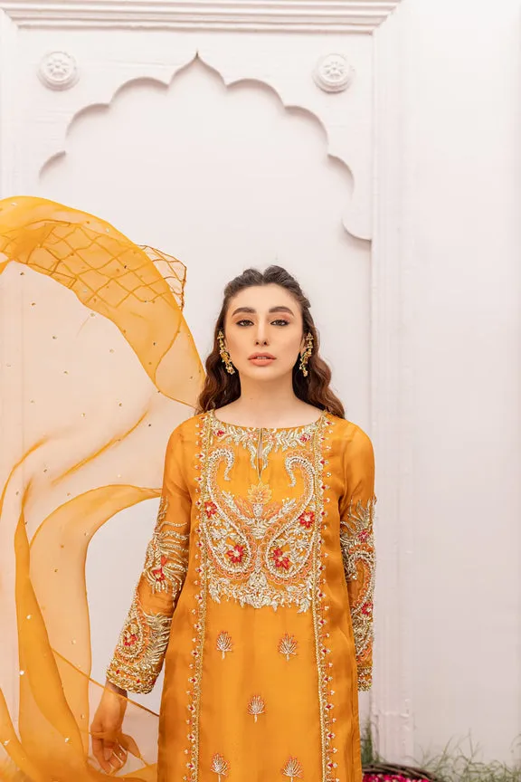 Latest Orange Dress Pakistani in Kameez Trouser Style