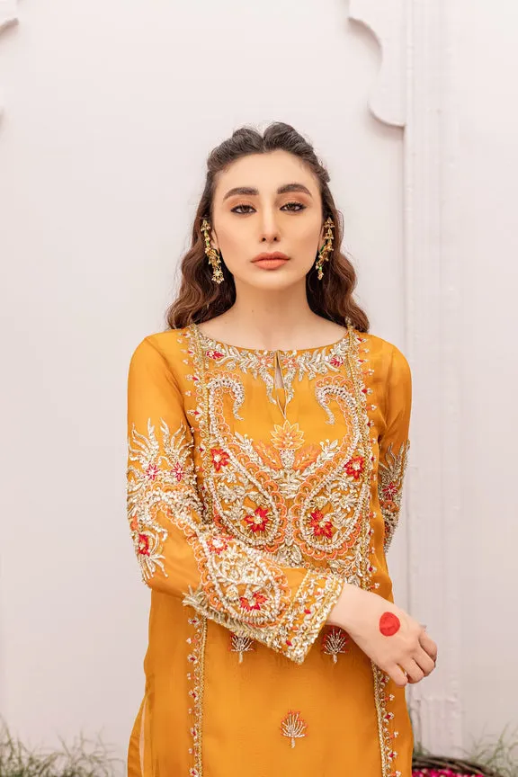 Latest Orange Dress Pakistani in Kameez Trouser Style
