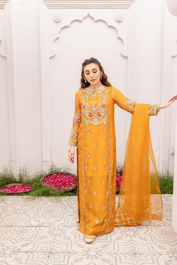 Latest Orange Dress Pakistani in Kameez Trouser Style
