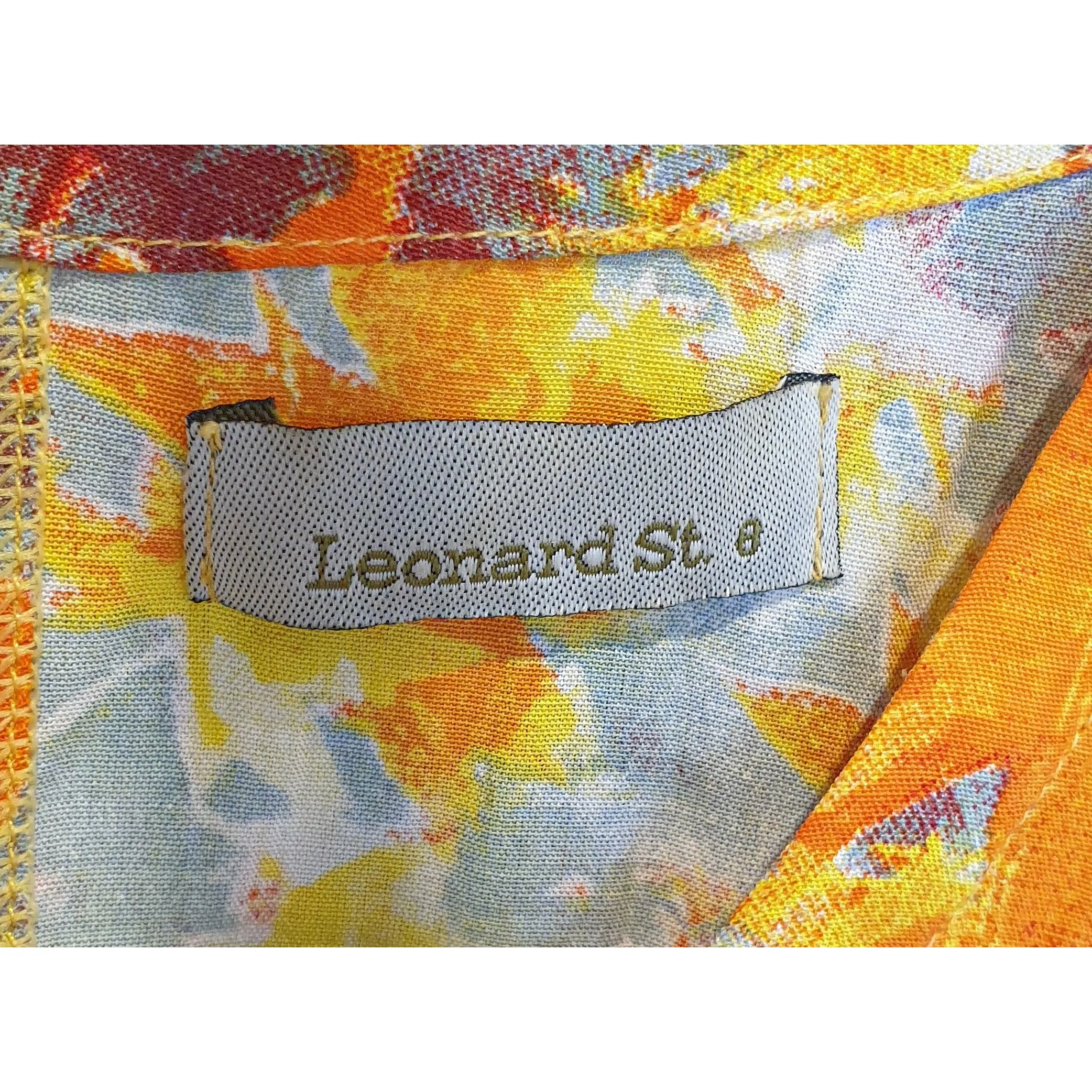 Leonard St sleeveless dress with autumnal print size 8