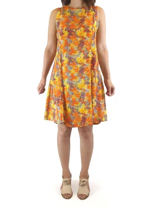 Leonard St sleeveless dress with autumnal print size 8