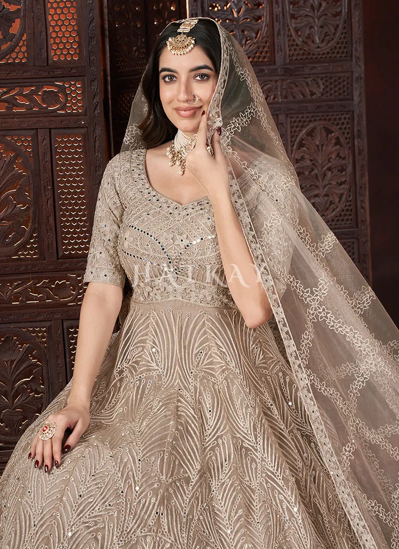 Light Brown Multi Embroidery Anarkali
