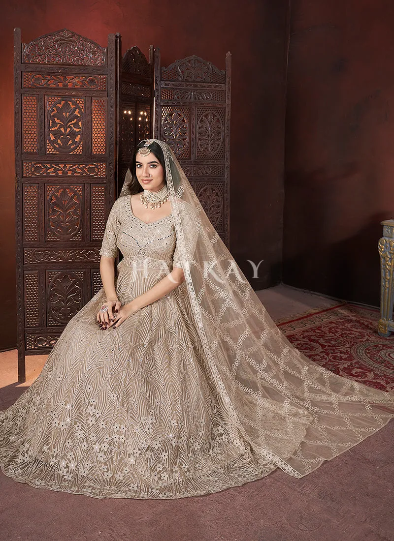 Light Brown Multi Embroidery Anarkali