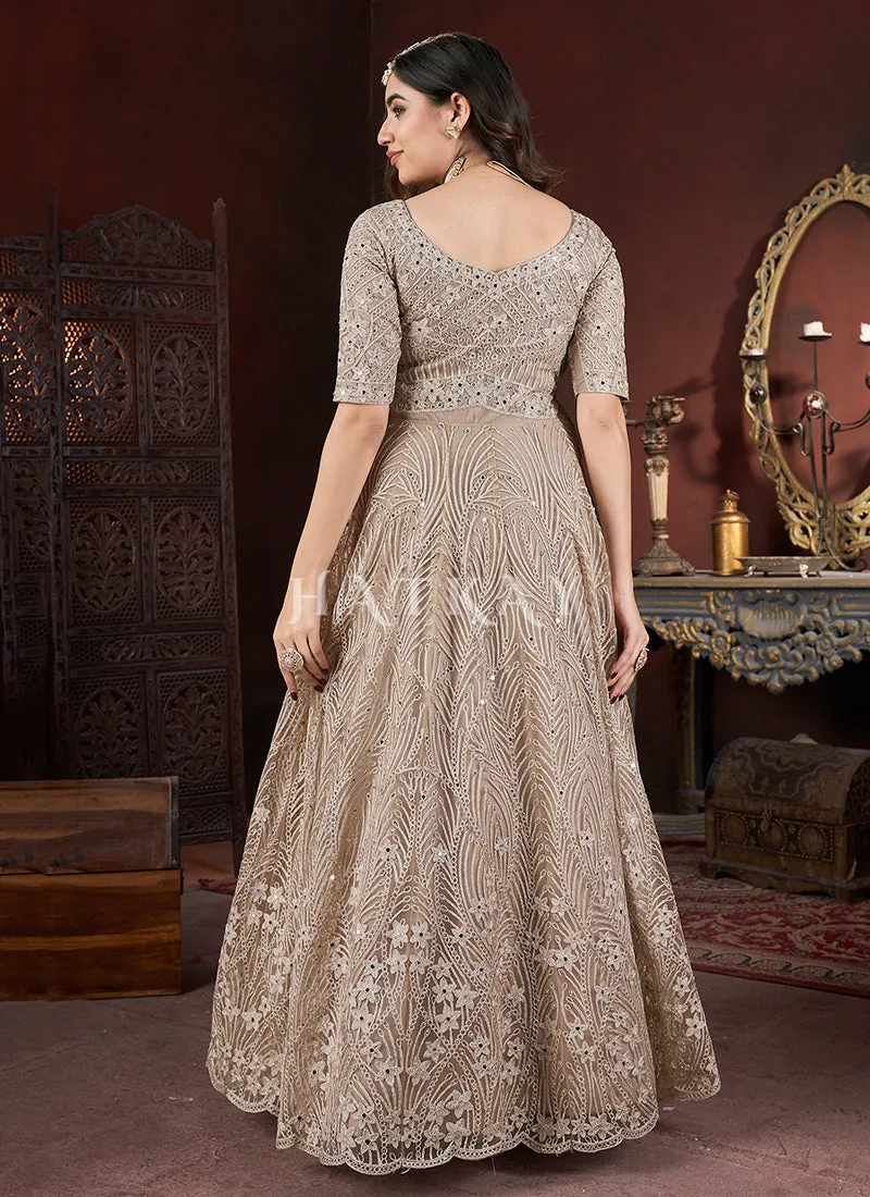 Light Brown Multi Embroidery Anarkali