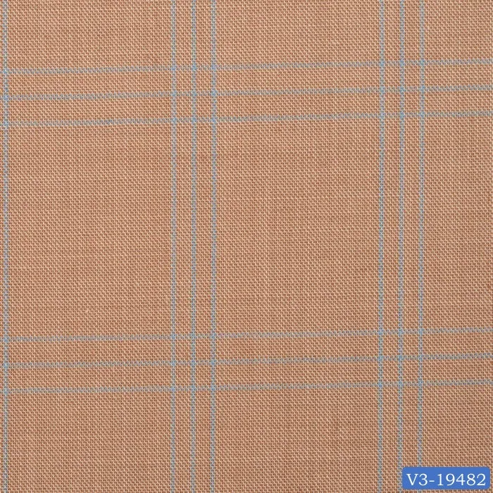 Light Marigold Brown with Blue Plaid Check Long Suit