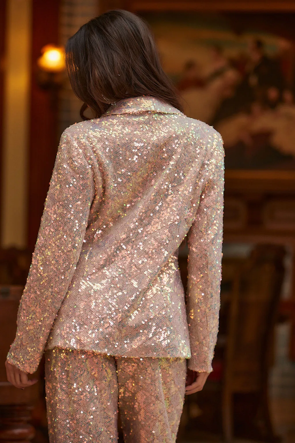 Marina Mermaid Print Sequin Blazer