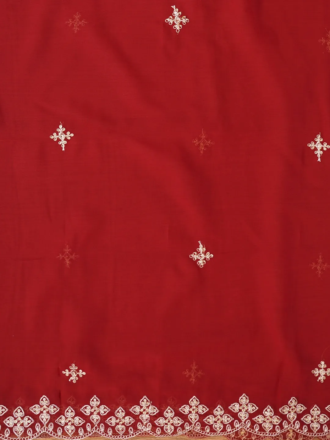 Maroon Zari Embroidered Silk Georgette Dress Material with Dupatta