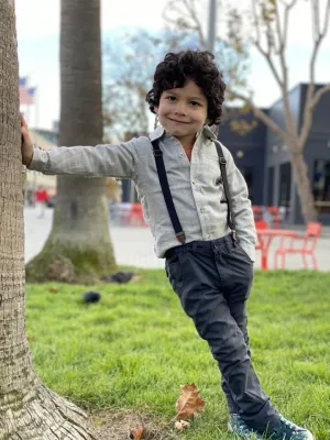 Me and Henry Dogtooth Woven Pants with Suspenders : Sizes 2 to 16
