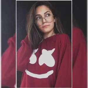 Mehroon Marshmello Old Cotton Printed T-shirt For Womens
