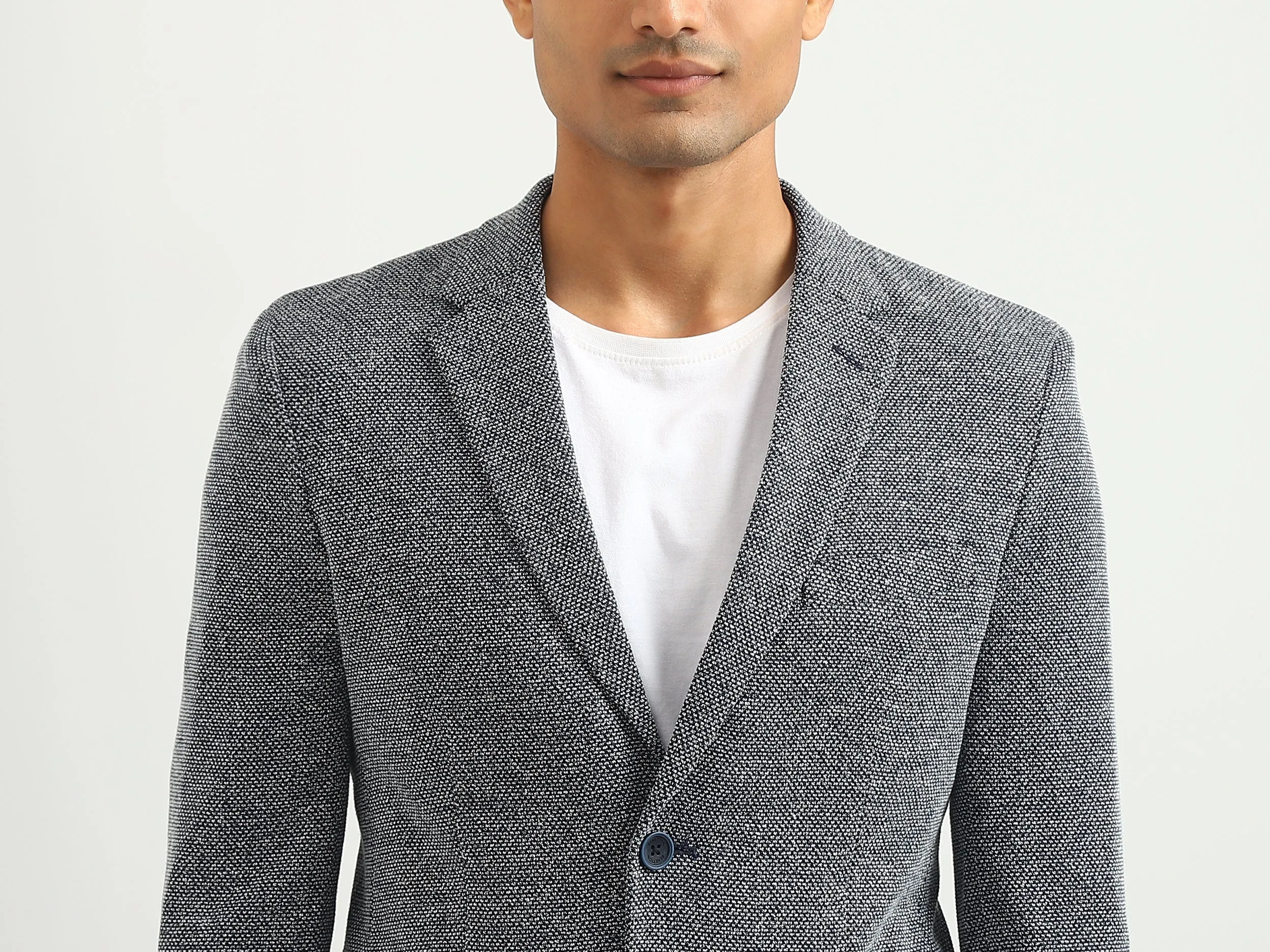 Men Textured Lapel Collar Blazer