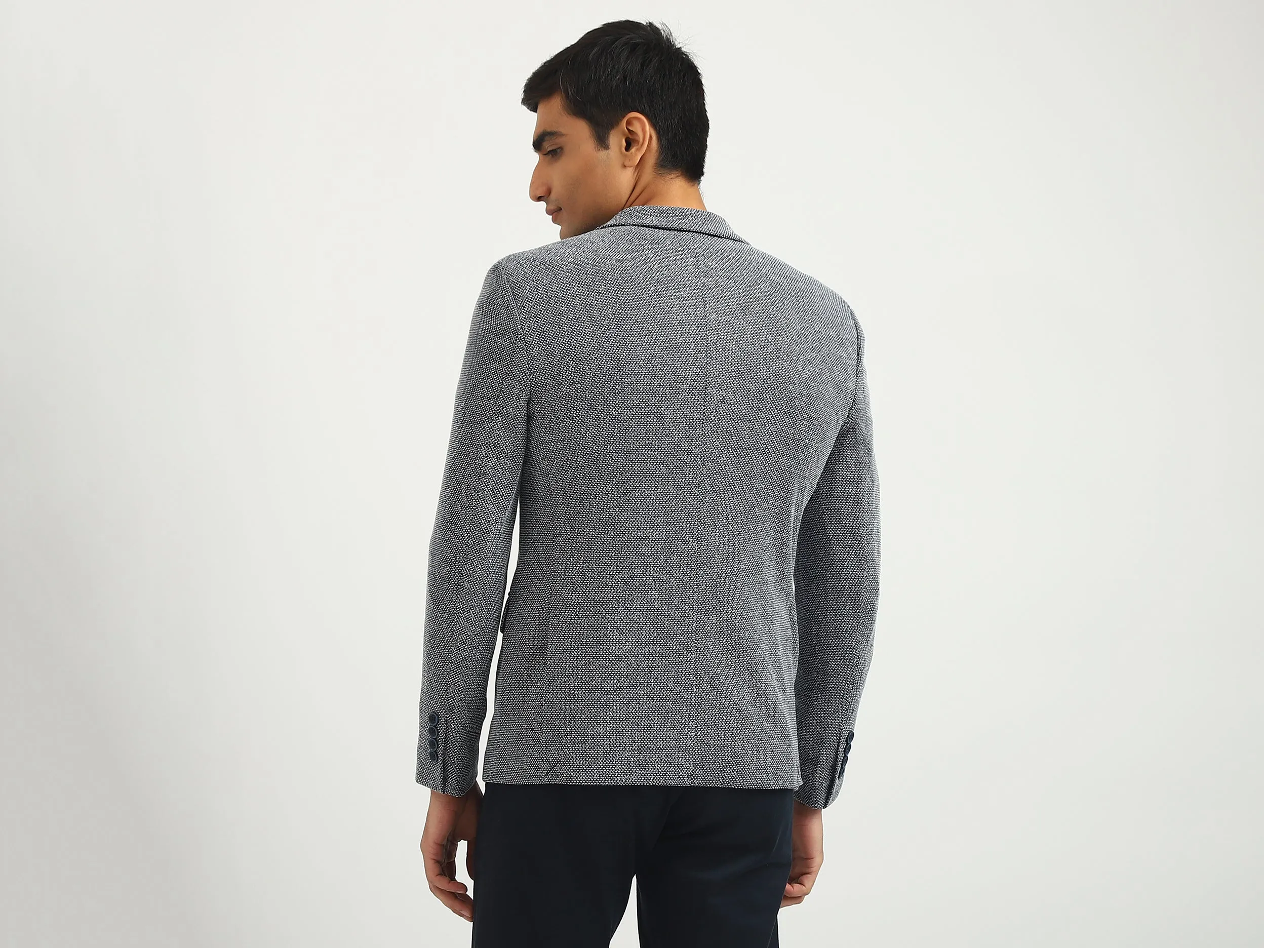 Men Textured Lapel Collar Blazer