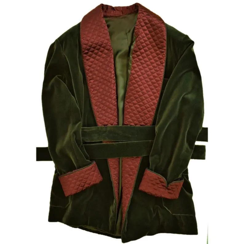 Mens Jacket Green Red Velvet Blazer Quilted Jackets Host Wear Dinner Jacket for men