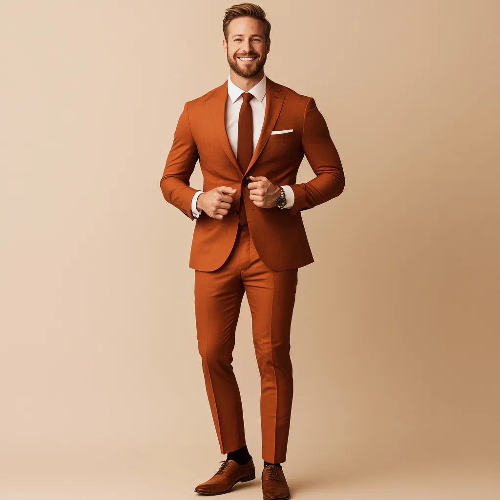 Men's Rust 2-Piece Suit - Elegant Formal Wear | Tailored Suit by Wedding Weaves