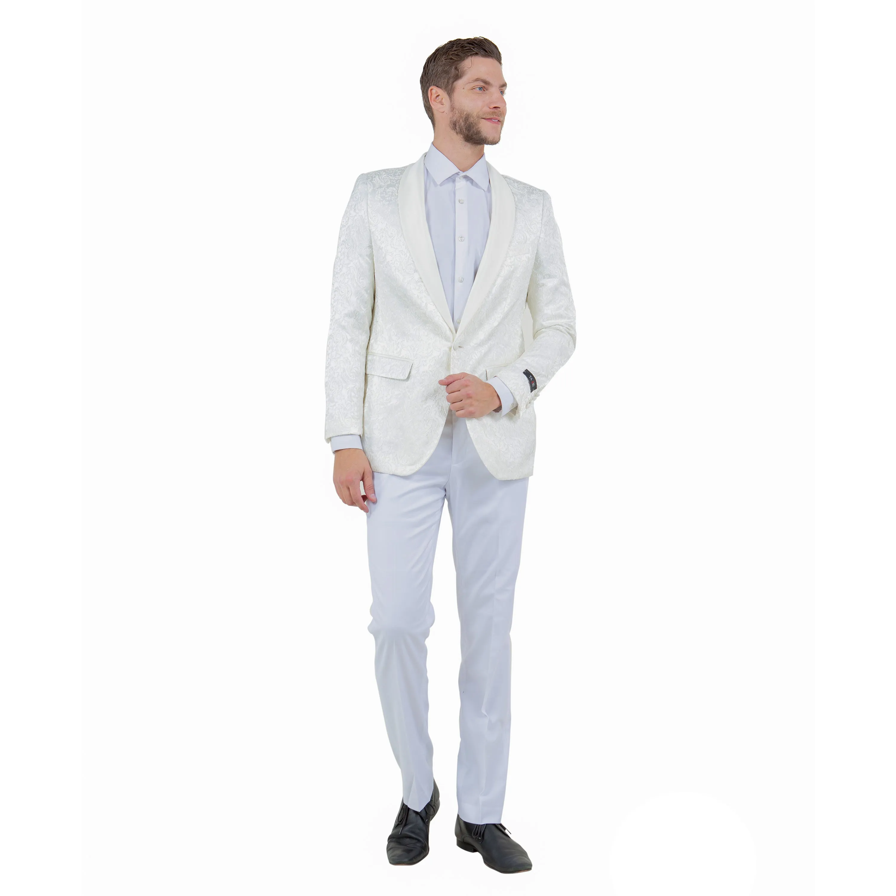 Mens Slim-Fit Solid Paisley Blazer Only w/ Shawl Collar