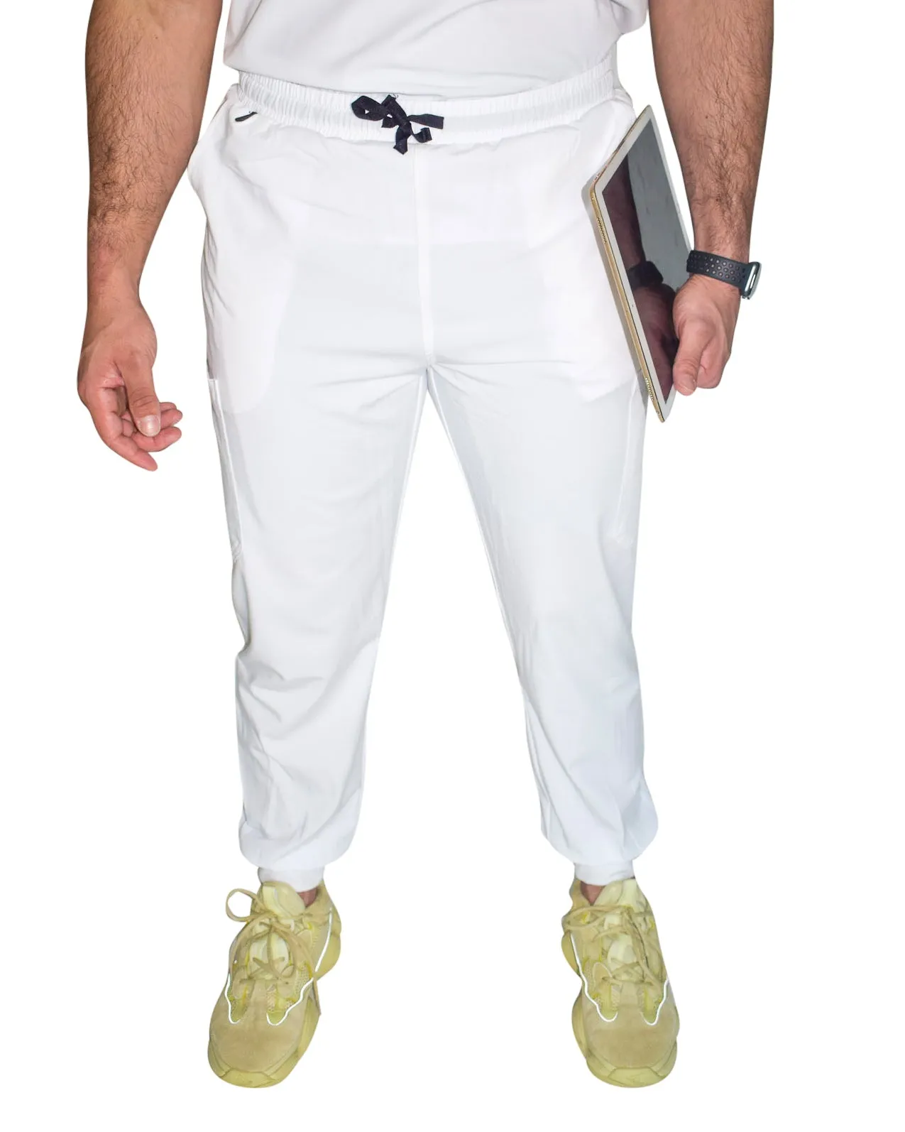 Men's White Jogger Scrub Pants