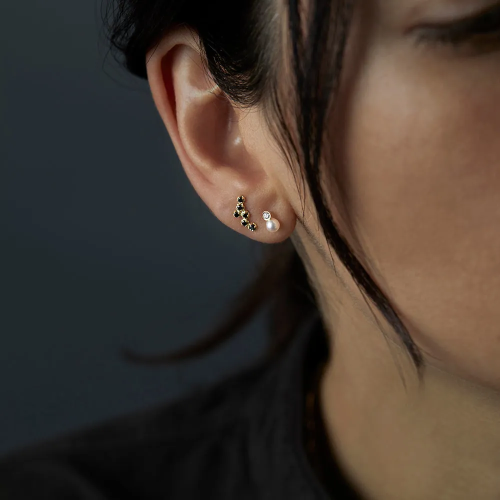 Mixed Media Pearl/White Diamond Studs | E5701PW