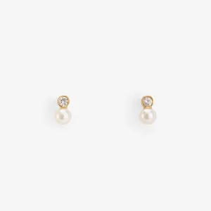 Mixed Media Pearl/White Diamond Studs | E5701PW