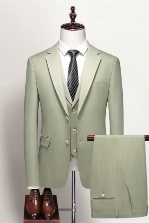 Modern Sage Green 3 Piece Notched Lapel Prom Suit for Men