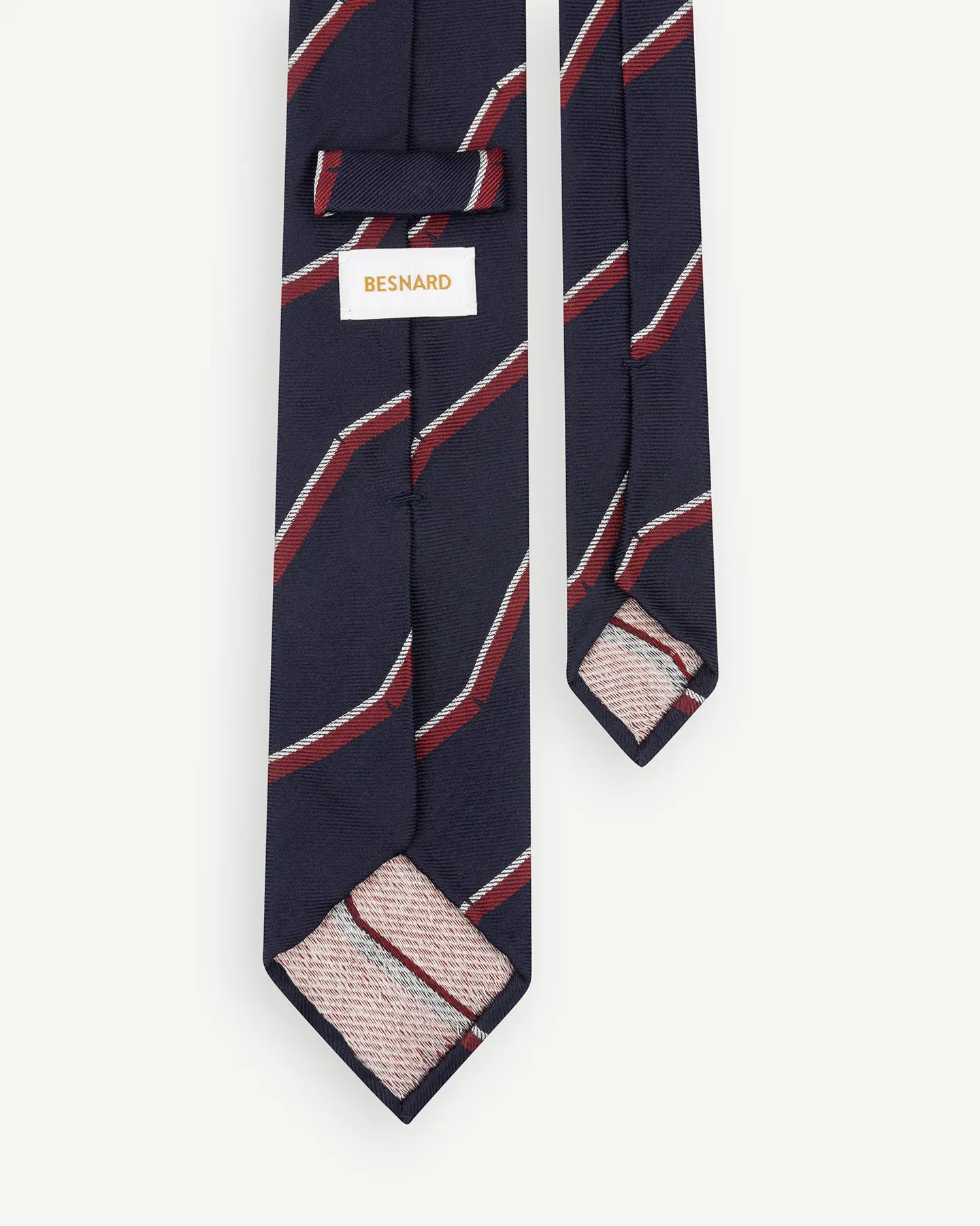 Navy Red and White Broken Regimental Stripe Tie