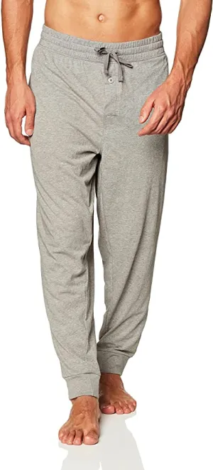 New Fruit of the Loom Mens Jersey Knit Jogger Sleep Pant in Grey, Sz L!