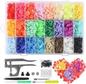 New MSDADA Snaps Buttons and Snap Pliers, 400 Sets 24-Colors Plastic Snaps Fasteners Kit and Tool, Plastic Snaps for Clothing,Sewing, Crafting
