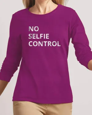 No Selfie Control New Fashion Purple High Graphic Round Neck T-shirt For