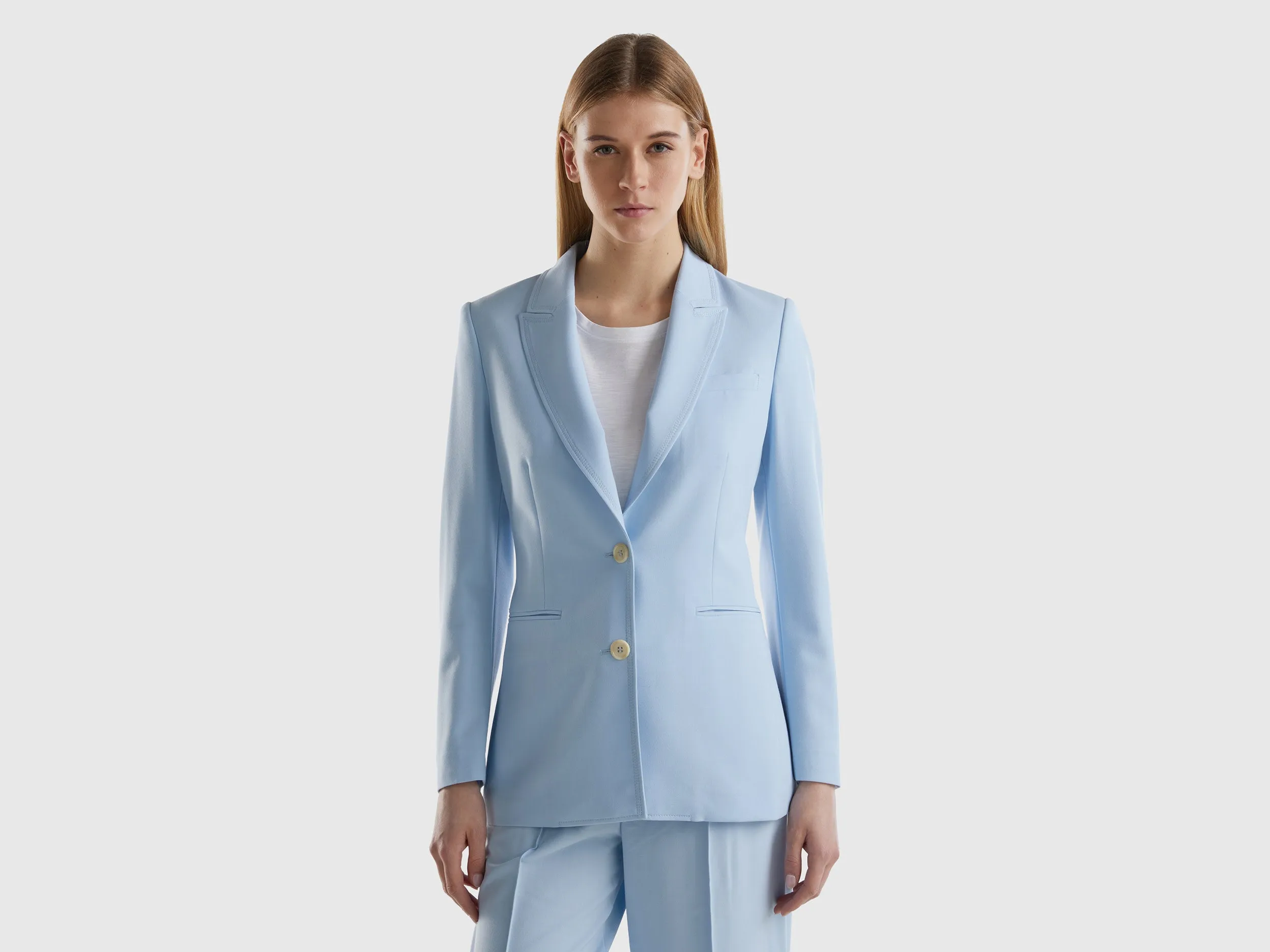 Notched Lapel Collar Solid Blazer