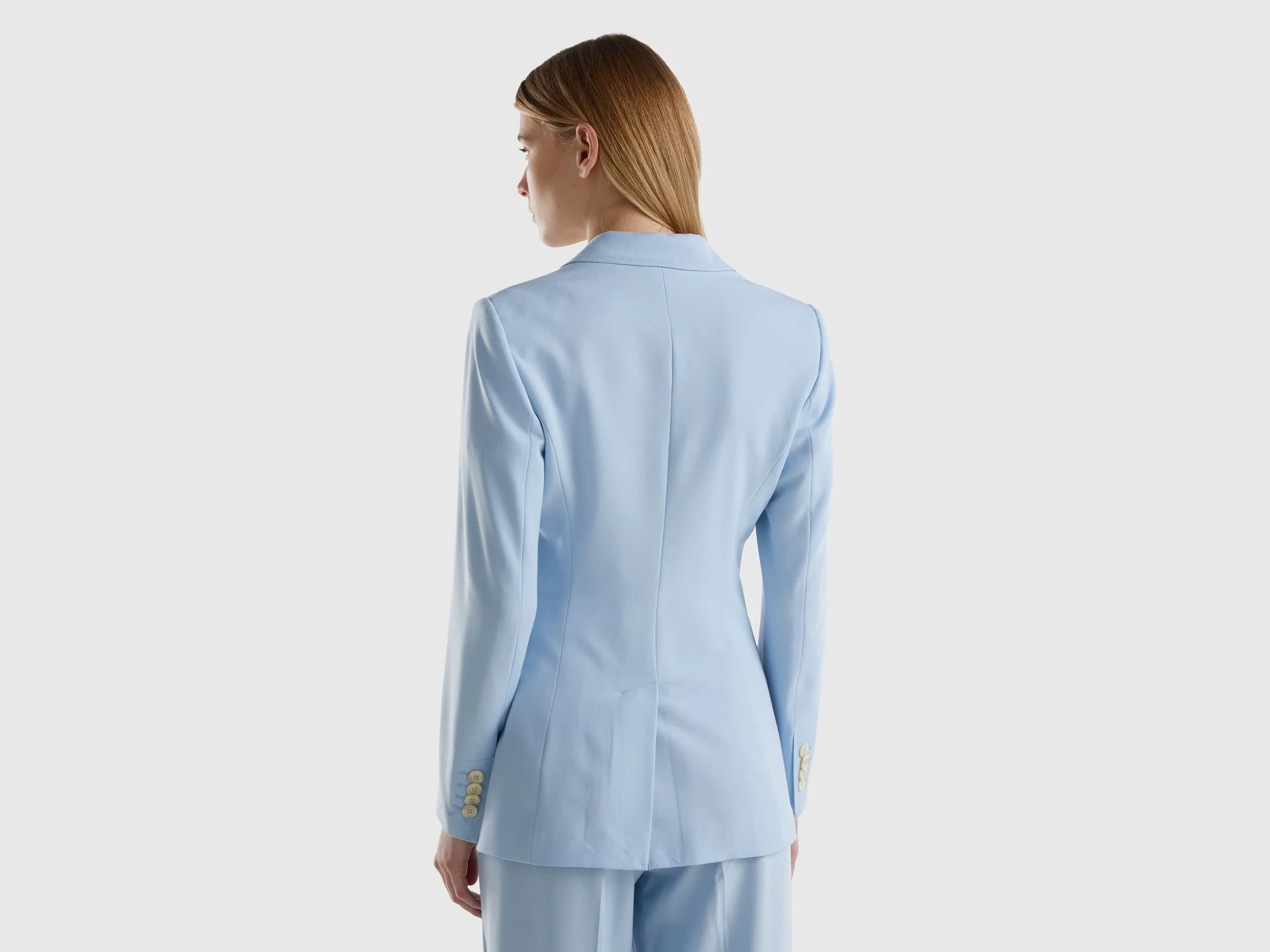 Notched Lapel Collar Solid Blazer